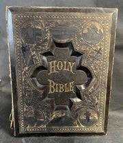 Antique Large Black Hardcover Holy Bible New Testament and Old Testament