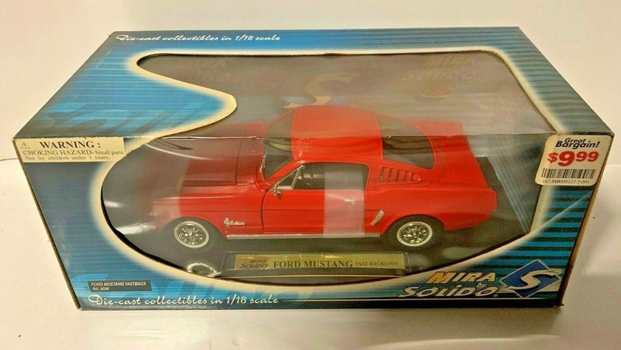Vintage Mira By solido Fast Back 1965 Red Ford Mustang 1/18 Scale