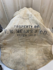 RARE Vintage Large Heavy Duty Canvas F.W. Means and Co. Laundry Bag
