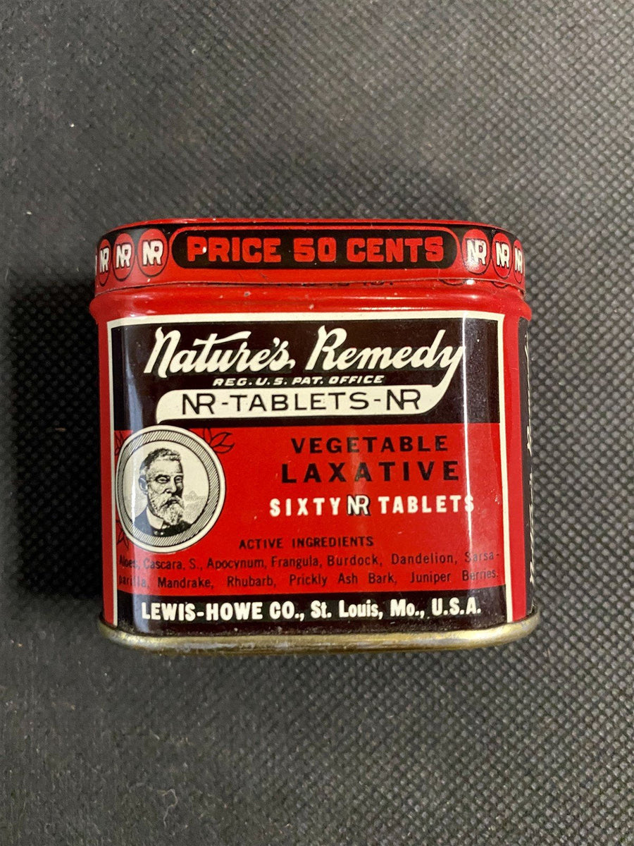 1930s Vintage Nature's Remedy Vegetable Laxative by Lewis - Howe Co. 60 Tab Tin