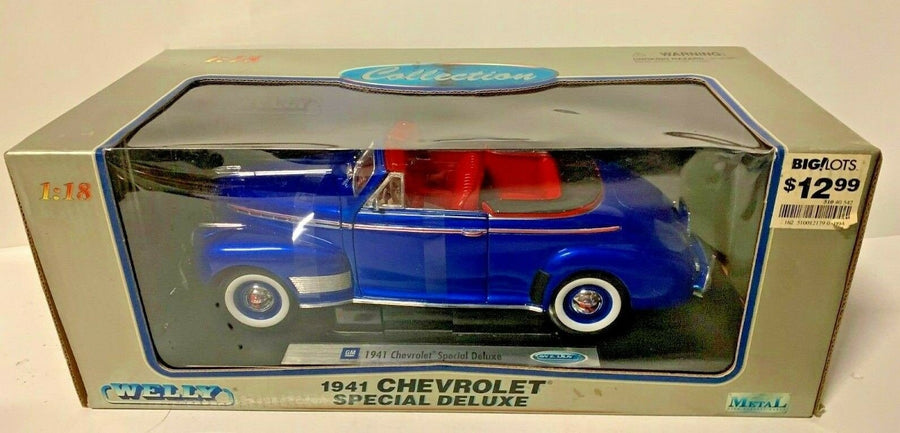 Vintage Welly Collection 1941 Blue Chevrolet Special Deluxe 1/18 Scale Diecast