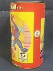 RARE Spiderman W/ Hulk 1974 Marvel Comics Group 12" Round Jigsaw Puzzle 75pc