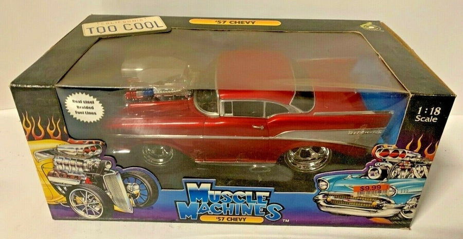 Vintage Muscle Machines 1957 Red Chevrolet Bel Air Diecast 1/18 Scale