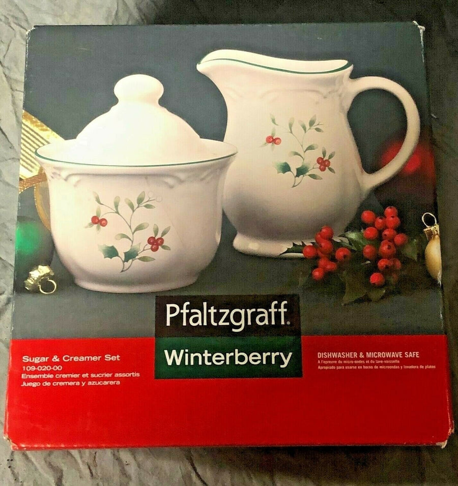 New in Box Pfaltzgraff Winterberry Sugar and Creamer Set
