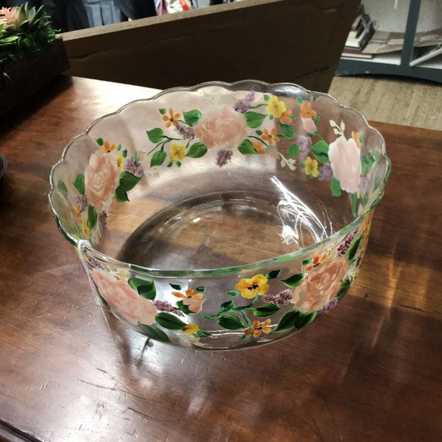 Rare Hand Painted Glass Bowl. Genuine Thornberry