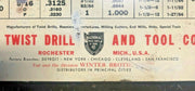 1950's NATIONAL TWIST DRILL & TOOL METAL EQUIVALENTS BLACK LOGO ADVERTISING SIGN